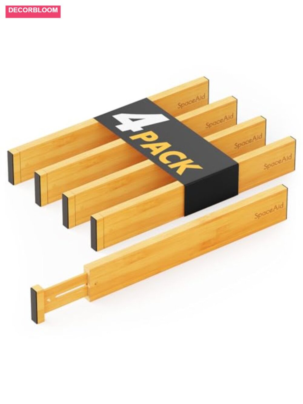 Bamboo Drawer Dividers Adjustable Expandable 4 Pack with 30 Labels